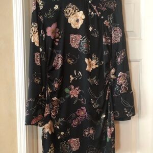 New Zara Black Floral Mini Dress. Size Large.